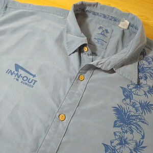 In-N-Out Burger Shirt Mens 3XL Blue Hawaiian SoCal Palm Floral Modal Camp Resort